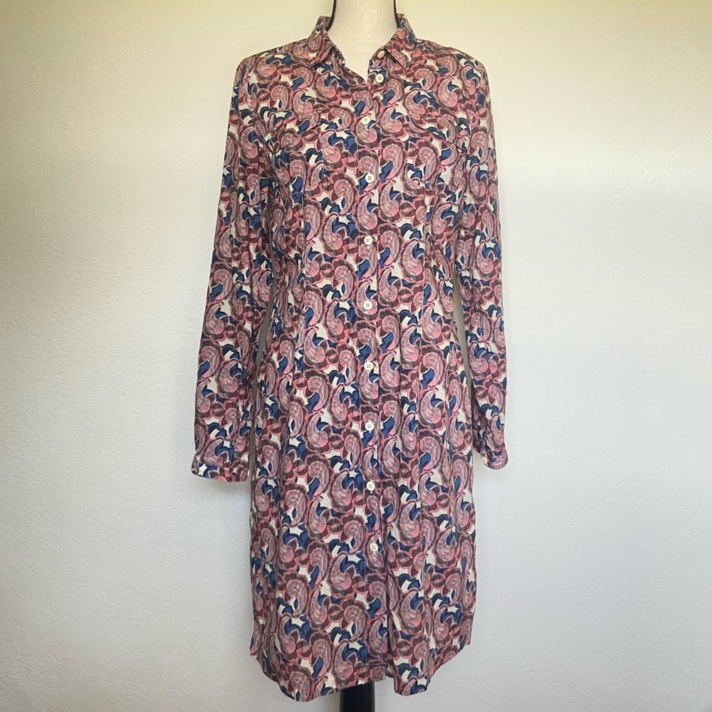 0039 Italy Blue/Pink Print Button Dress Medium
